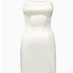 Aritzia Sunday Best Shimmer Satin Knee Dress Light Birch Size 10